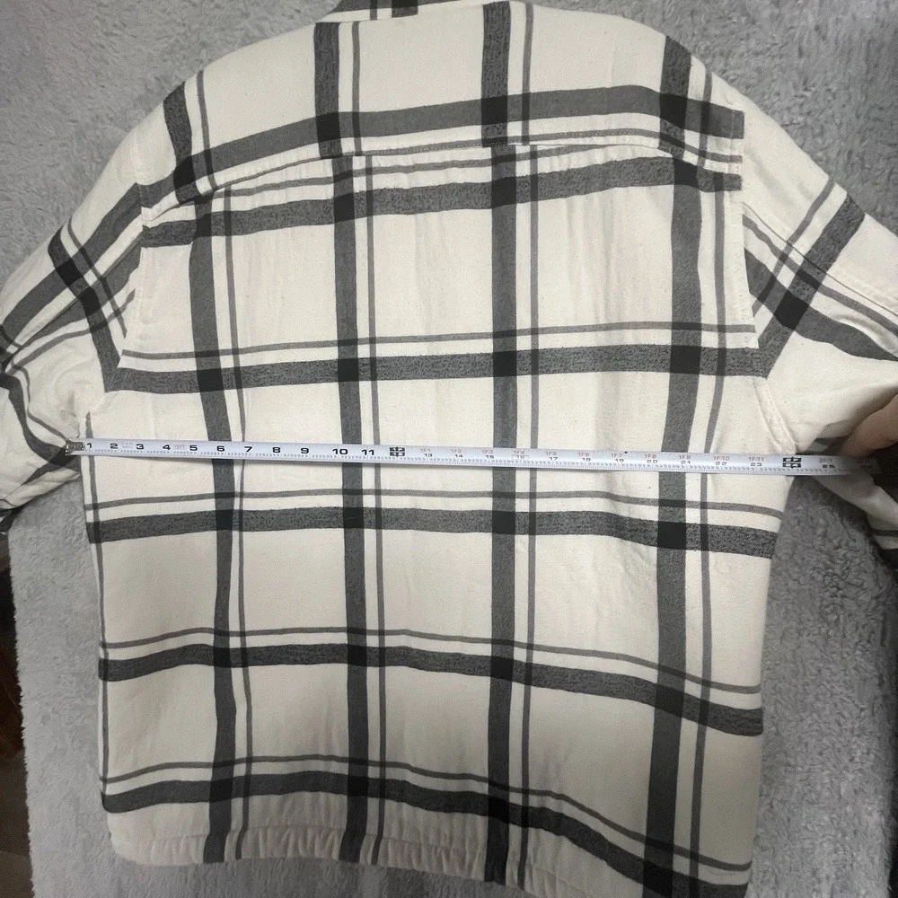 Hollister Jacket Men's XL Sherpa Lined Shacket Black & Cream Plaid Flannel‎